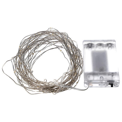 Warm white clear string lights battery operated 10 m 100 LEDs 5