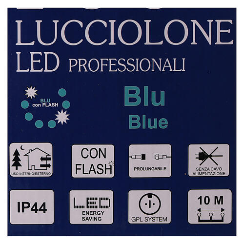 Catena luminosa lucciolone professionali 10 m 100 led blu esterno corrente 6