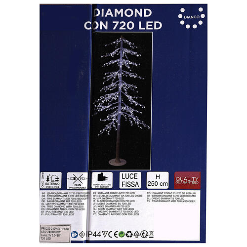 Albero luminoso Diamond 250 cm 720 led bianco freddo esterno corrente 4