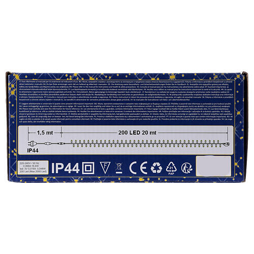 Świąteczne lampki, łańcuch 20 m z 200 ultrajasnymi zimnymi białymi LED i 40 mini‑stroboskopami 6