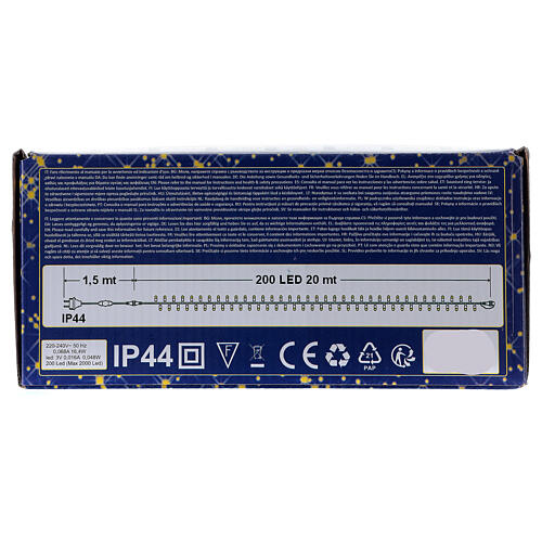 Świąteczne lampki, łańcuch 20 m z 200 ultrajasnymi ciepłymi białymi LED i 40 mini‑stroboskopami 6