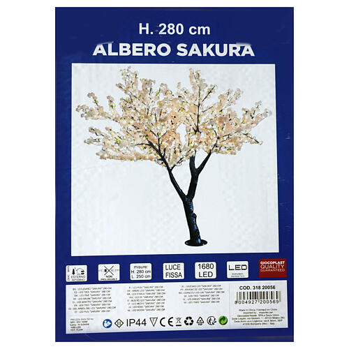 Albero ciliegio luminoso 280 cm 1680 led bianco caldo ESTERNO 9