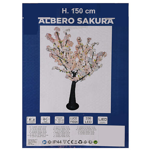 Wiśnia Sakura drzewko podświetlane 336 LED 150 cm, zasilane elektrycznie, NA ZEWNĄTRZ 9