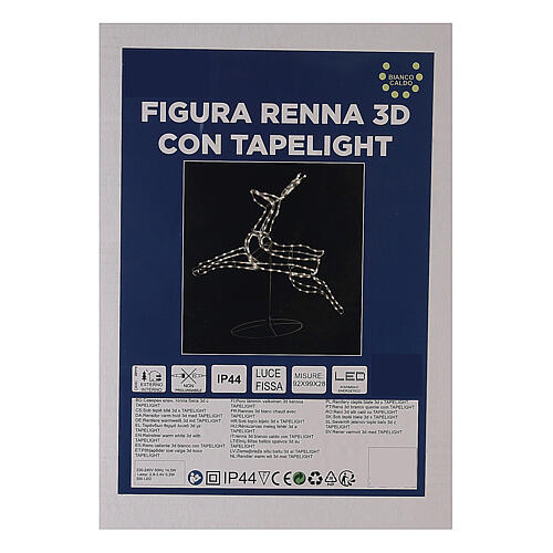 Renifer świecący 3d wąż świetlny, ciepła biel, 90x100x30 cm, NA ZEWNĄTRZ 8