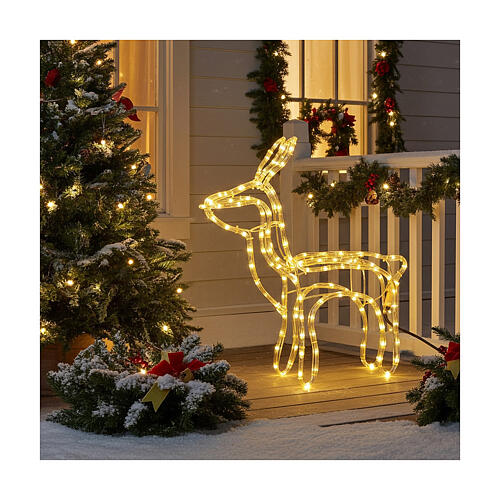 Illuminated reindeer warm white 120 LEDs h 55 cm electric powered OUTDOORS 2