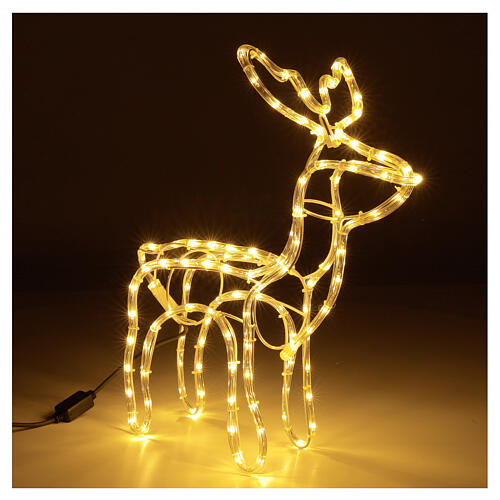 Renna luminosa tubo led bianco caldo 120 led h 55 cm corrente ESTERNO 5