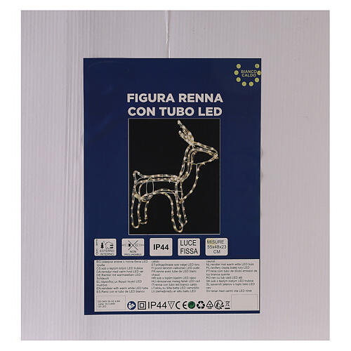 Renna luminosa tubo led bianco caldo 120 led h 55 cm corrente ESTERNO 7
