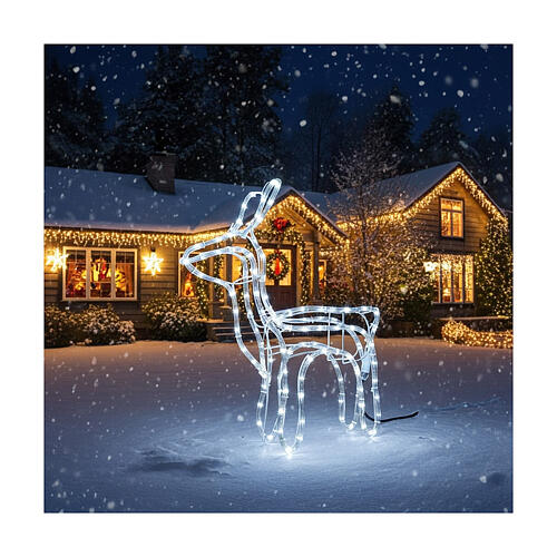 Renna natalizia bianco freddo 120 led h 55 cm corrente 2
