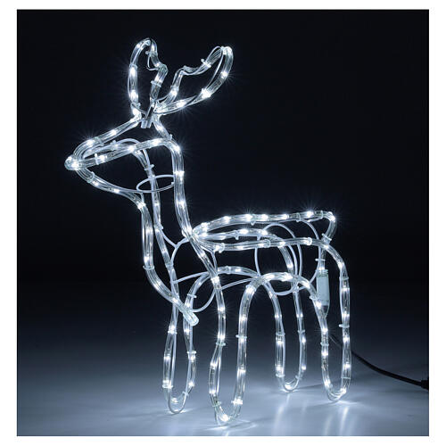Renna natalizia bianco freddo 120 led h 55 cm corrente 4