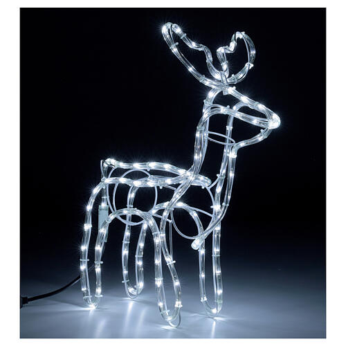 Renna natalizia bianco freddo 120 led h 55 cm corrente 5