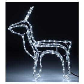 Renifer bożonarodzeniowy, zimna biel, 120 led, wys. 55 cm, prąd elektryczny