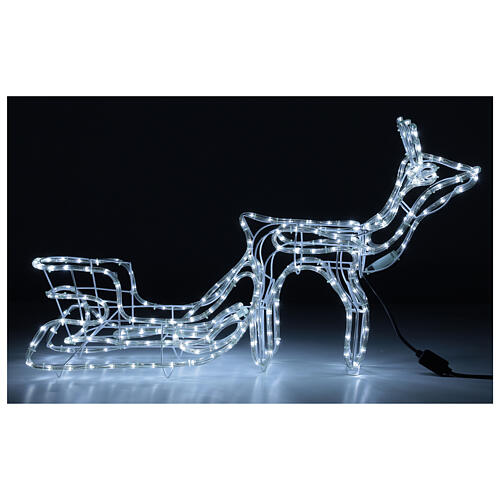 Renifer z saniami Boże Narodzenie, led zimna biel, wys. 52 cm, na prąd elektryczny, NA ZEWNĄTRZ 1