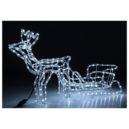 Renifer z saniami Boże Narodzenie, led zimna biel, wys. 52 cm, na prąd elektryczny, NA ZEWNĄTRZ 3