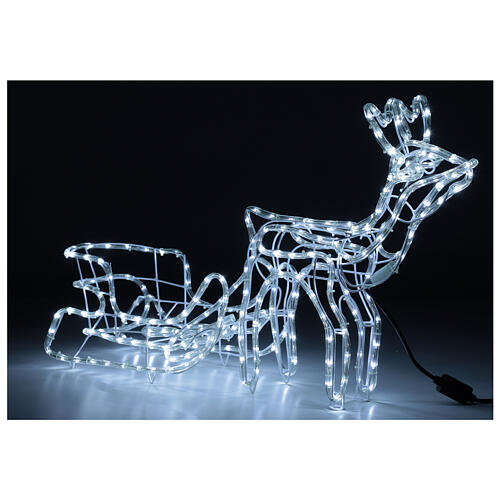 Renifer z saniami Boże Narodzenie, led zimna biel, wys. 52 cm, na prąd elektryczny, NA ZEWNĄTRZ 5