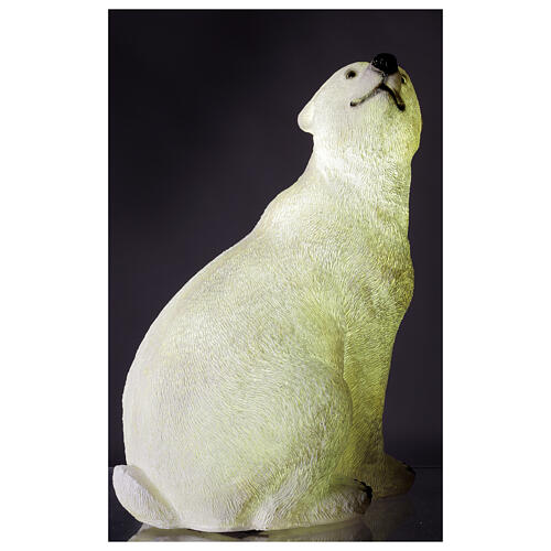 Orso polare seduto addobbo Natale LED bianco esterni 50x40x30 cm 3