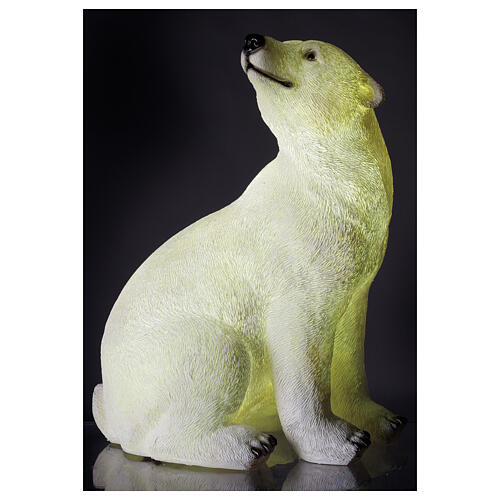 Orso polare seduto addobbo Natale LED bianco esterni 50x40x30 cm 1