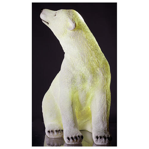 Orso polare seduto addobbo Natale LED bianco esterni 50x40x30 cm 3