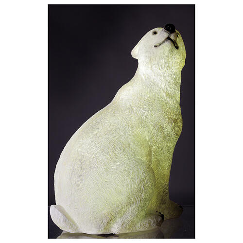 Orso polare seduto addobbo Natale LED bianco esterni 50x40x30 cm 4