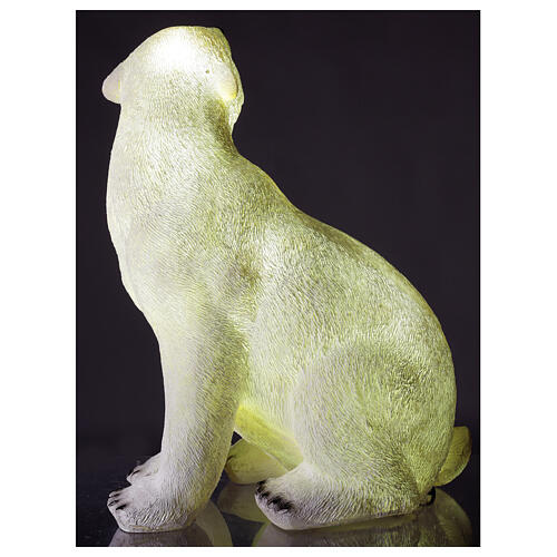 Orso polare seduto addobbo Natale LED bianco esterni 50x40x30 cm 5