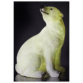 Niedźwiedź Polarny siedzący, ozdoba Boże Narodzenie LED biały, na zewnątrz, 50x40x30 cm