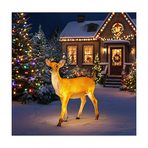 Corça de pé decoração luminosa de Natal LED para exterior, 71x62x29 cm 2