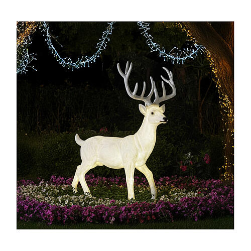 Veado branco decoração luminosa de Natal LED para exterior, 107x84x63 cm 2