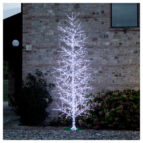 Déco extérieure arbre lumineux 690 led blanc froid 8 jeux de lumière h 250  cm