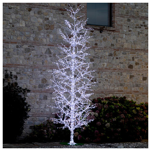 Albero di Natale bianco illuminato con luci LED Paris h 210 cm