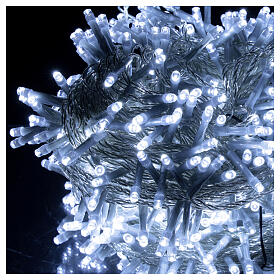 Série luzes pisca-pisca de Natal 750 lâmpadas LED branco frio 37,5 metros com cabo transparente, interior/exterior