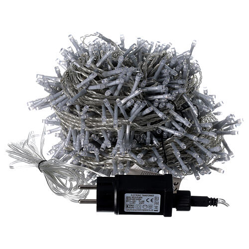 String lights 750 LEDs cold white clear cable indoor outdoor 37.5 m 5