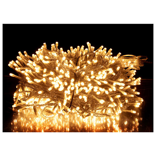 Luzes de Natal pisca-pisca corrente 750 lâmpadas LED branco quente 37,5 metros com cabo transparente, interior/exterior 1