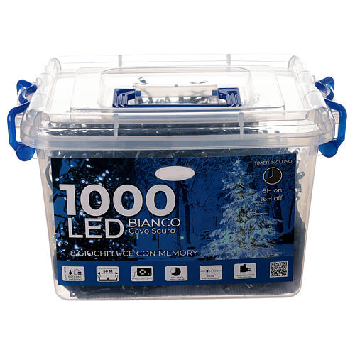 Luzes de Natal pisca-pisca 1000 lâmpadas LED branco frio 50 metros com cabo preto, interior/exterior 4