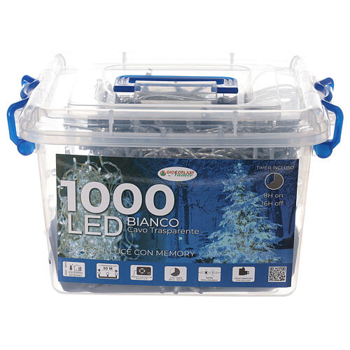 Weihnachtslichterkette 1000 kaltweiße LEDs transparentes Kabel 4