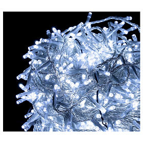 Cadena luces Navidad 1000 led blanco frío cable transparente int ext