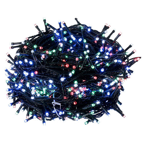Luzes de Natal pisca-pisca 800 lâmpadas LED brancas frias e multicoloridas dois-em-um 56 metros com cabo preto, interior/exterior 5
