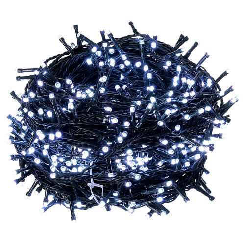Luzes de Natal pisca-pisca 800 lâmpadas LED brancas frias e multicoloridas dois-em-um 56 metros com cabo preto, interior/exterior 6