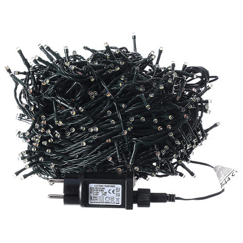 Guirlande Noël 800 LED blanc chaud multicolore 2-en-1 câble noir 56 m int/ext 8