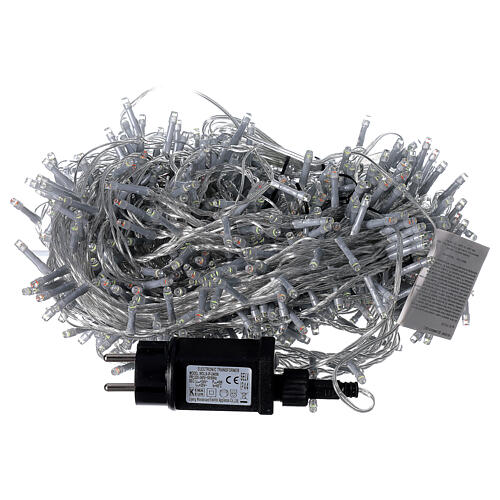 Cadena luminosa 800 led 2 en 1 blanco frío multicolor 56 m int ext 9