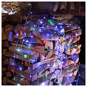 Luzes de Natal pisca-pisca 800 lâmpadas LED brancas frias e multicoloridas dois-em-um 56 metros com cabo transparente, interior/exterior