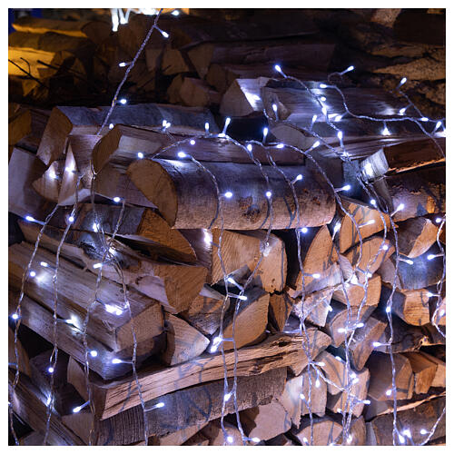 Luzes de Natal pisca-pisca 800 lâmpadas LED brancas frias e multicoloridas dois-em-um 56 metros com cabo transparente, interior/exterior 2