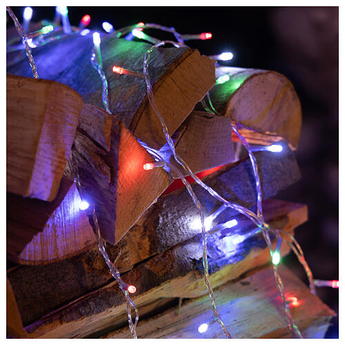 Luzes de Natal pisca-pisca 800 lâmpadas LED brancas frias e multicoloridas dois-em-um 56 metros com cabo transparente, interior/exterior 3