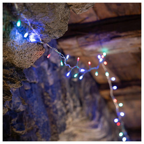 Luzes de Natal pisca-pisca 800 lâmpadas LED brancas frias e multicoloridas dois-em-um 56 metros com cabo transparente, interior/exterior 5