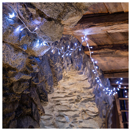 Luzes de Natal pisca-pisca 800 lâmpadas LED brancas frias e multicoloridas dois-em-um 56 metros com cabo transparente, interior/exterior 6