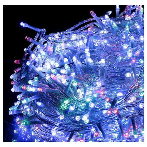 Luzes de Natal pisca-pisca 800 lâmpadas LED brancas quentes e multicoloridas dois-em-um 56 metros com cabo transparente, interior/exterior 3