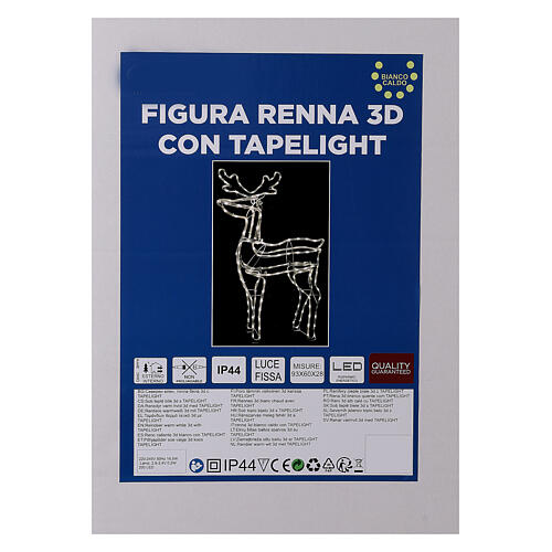 Renifer świecący stojący, 3d wąż świetlny biały ciepły, 95x69x39 cm, do wnętrz i na zewnątrz 8