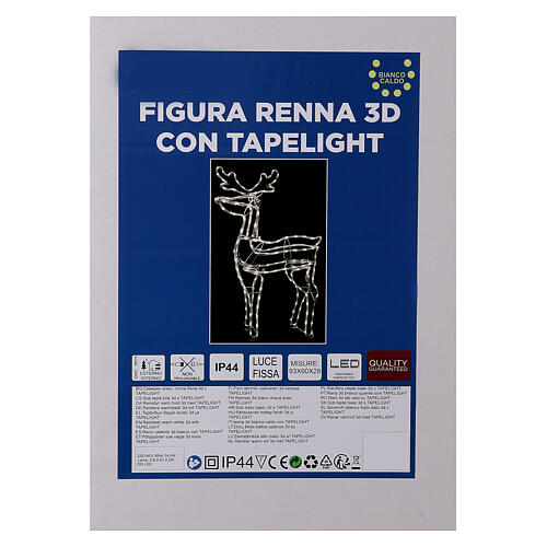 Lighted reindeer standing 3D tapelight warm white 95x60x30 cm indoor outdoor 7