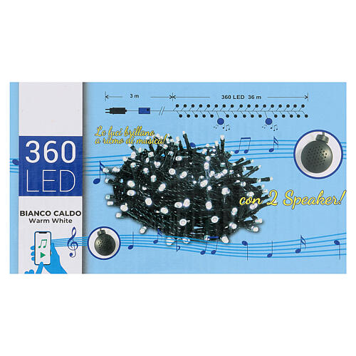 Świąteczne lampki, łańcuch 36 m z 360 zimnymi białymi LED, z efektami świetlnymi i głośnikami Bluetooth 6