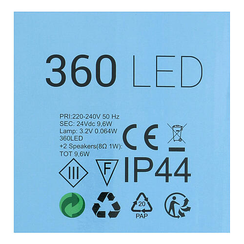 Cadena 360 luces led Navidad multicolor altavoz Bluetooth 36 m int ext 8