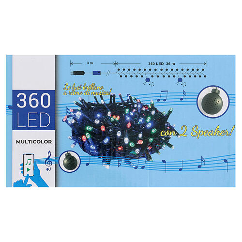 Catena 360 luci led Natale multicolor altoparlante Bluetooth 36 m int est 6