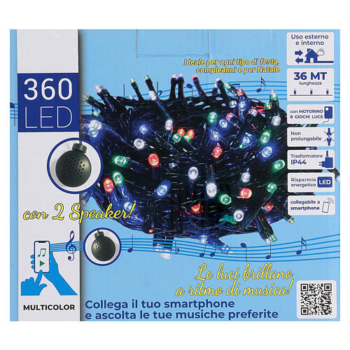 Luzes de Natal pisca-pisca 360 lâmpadas LED multicoloridas com alto-falantes Bluetooth, 36 metros, INTERIOR/EXTERIOR 4